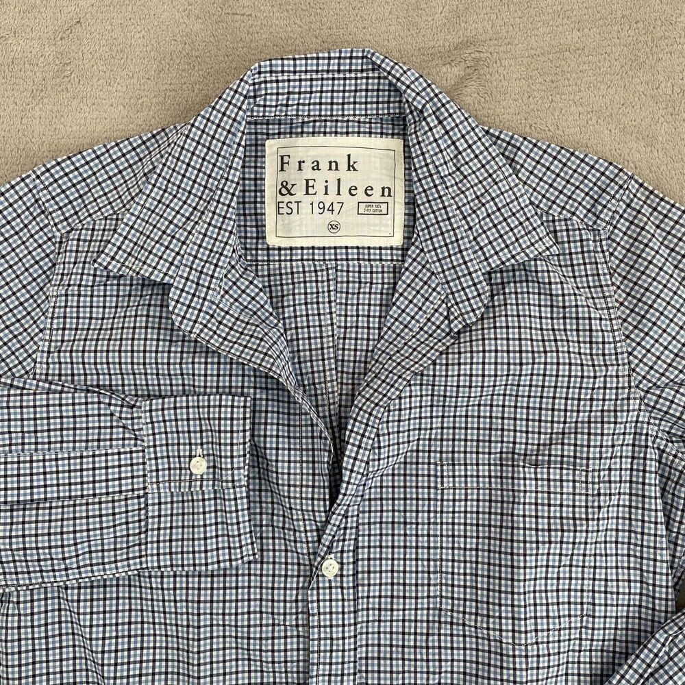 FRANK & EILEEN Relaxed Button Up Eileen Shirt Women XS Blue Plaid Twill $238